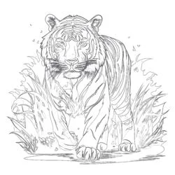 Vintage Tiger Coloring Page - Printable Coloring page