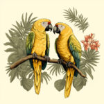 Vintage Two Yellow Parrots Coloring Page 2 2