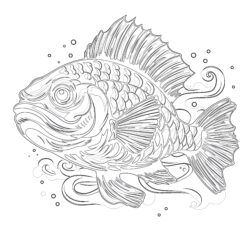 Vintage Fish - Printable Coloring page