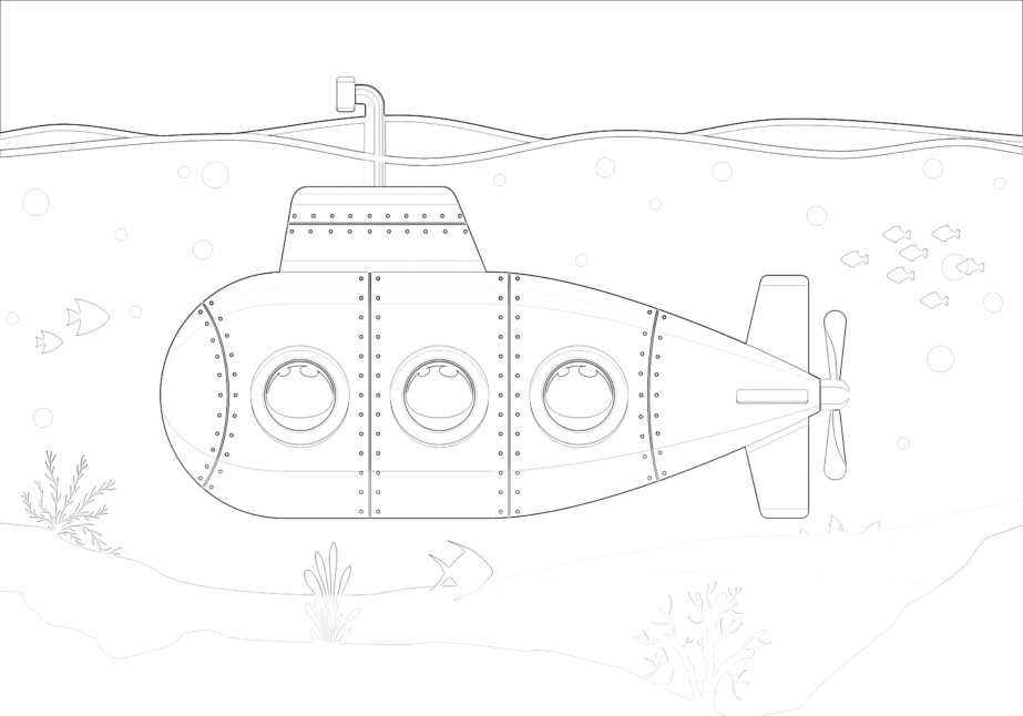 Yellow Submarine - Coloring page