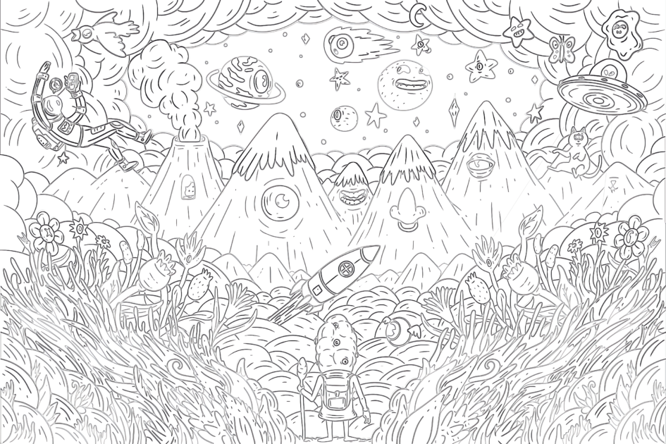 Trippy Adult Coloring Page - Mimi Panda