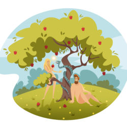 Adam and Eve with apple tree - Origin image