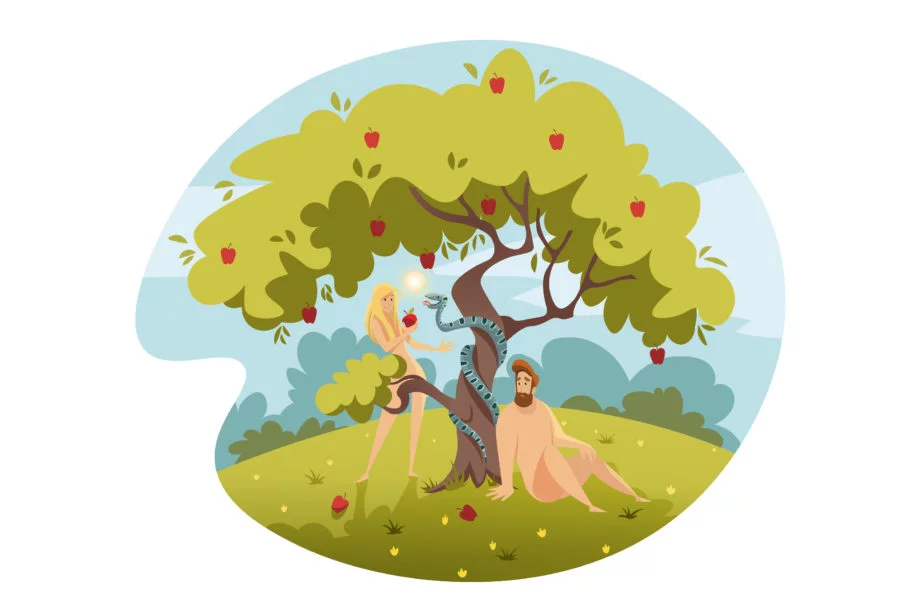 Adam and Eve with Apple Tree Coloring Page 2