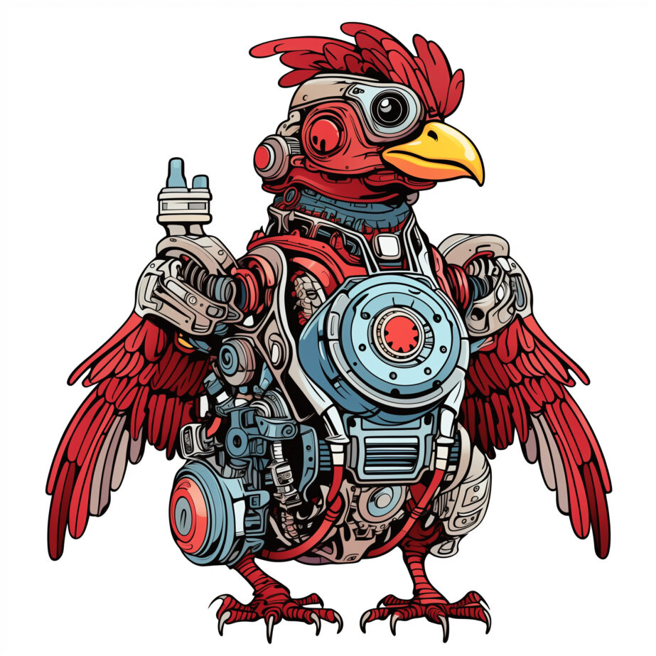 Adult Chicken Robot Doodle Coloring Page 2