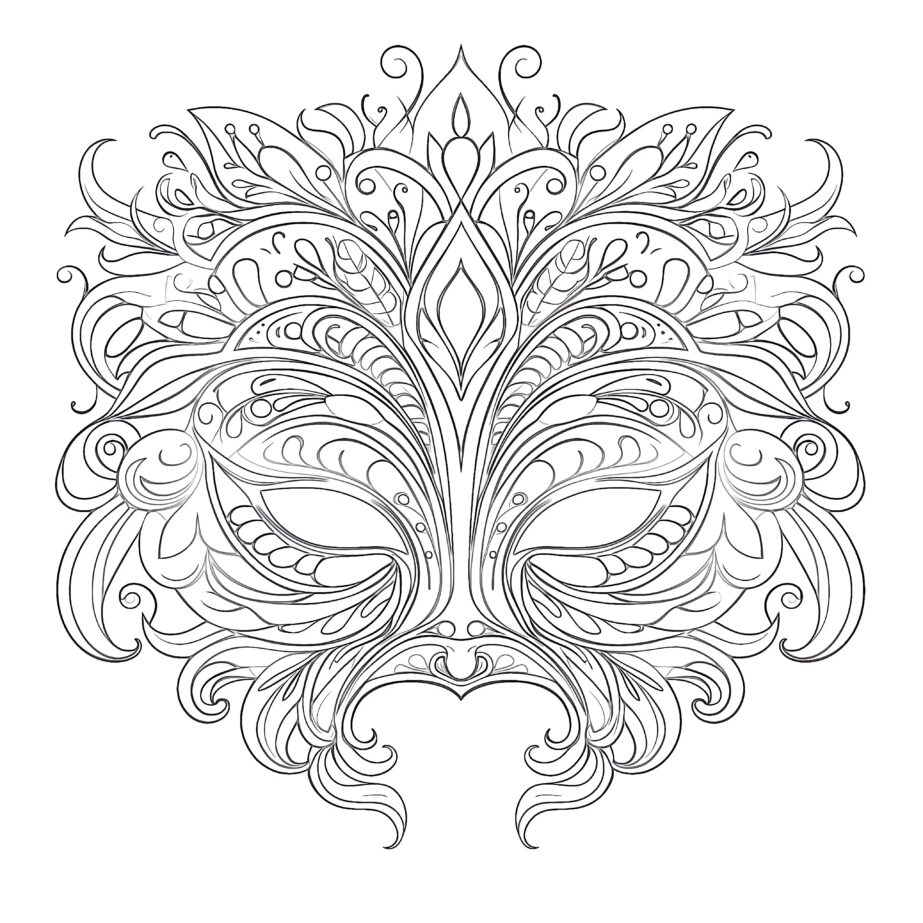adult colorful mask coloring page