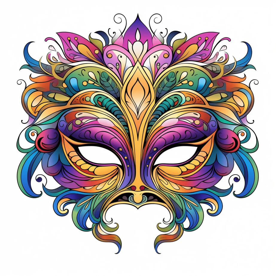 大人のカラフルマスク | 塗り絵 ミミパンダ, image size:923x923