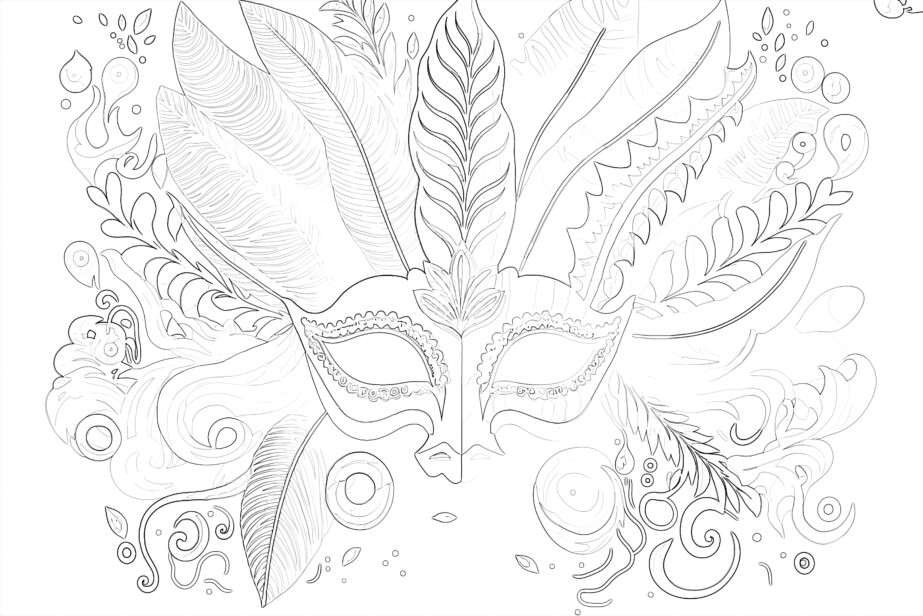 Adult Colorful Mask - Coloring page