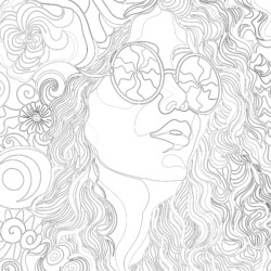 Adult Hippie Woman - Printable Coloring page