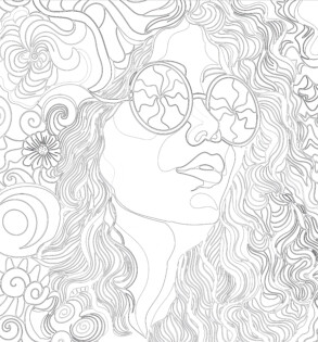 Adult Hippie Woman - Coloring page
