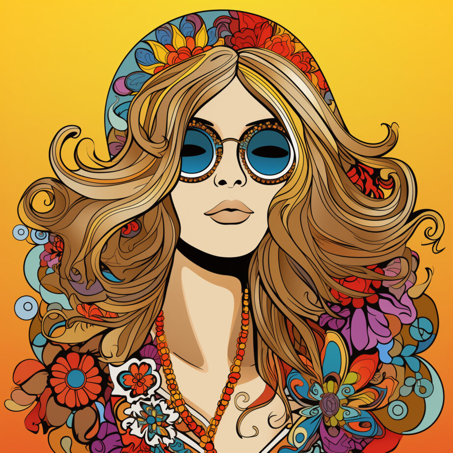 adult hippie woman coloring page 2