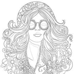 Adult Hippie Woman - Printable Coloring page
