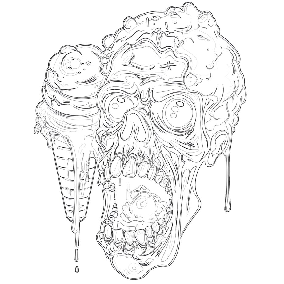 adult ice cream zombie coloring page