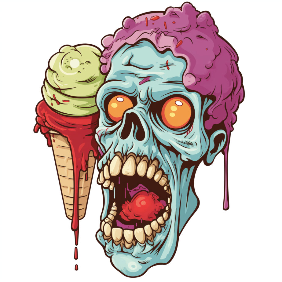adult ice cream zombie coloring page 2