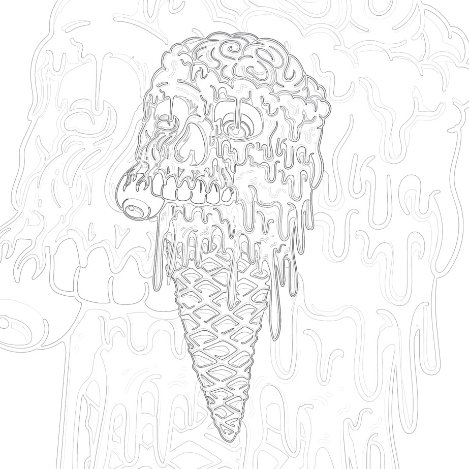 Adult Ice Cream Zombie - Coloring page