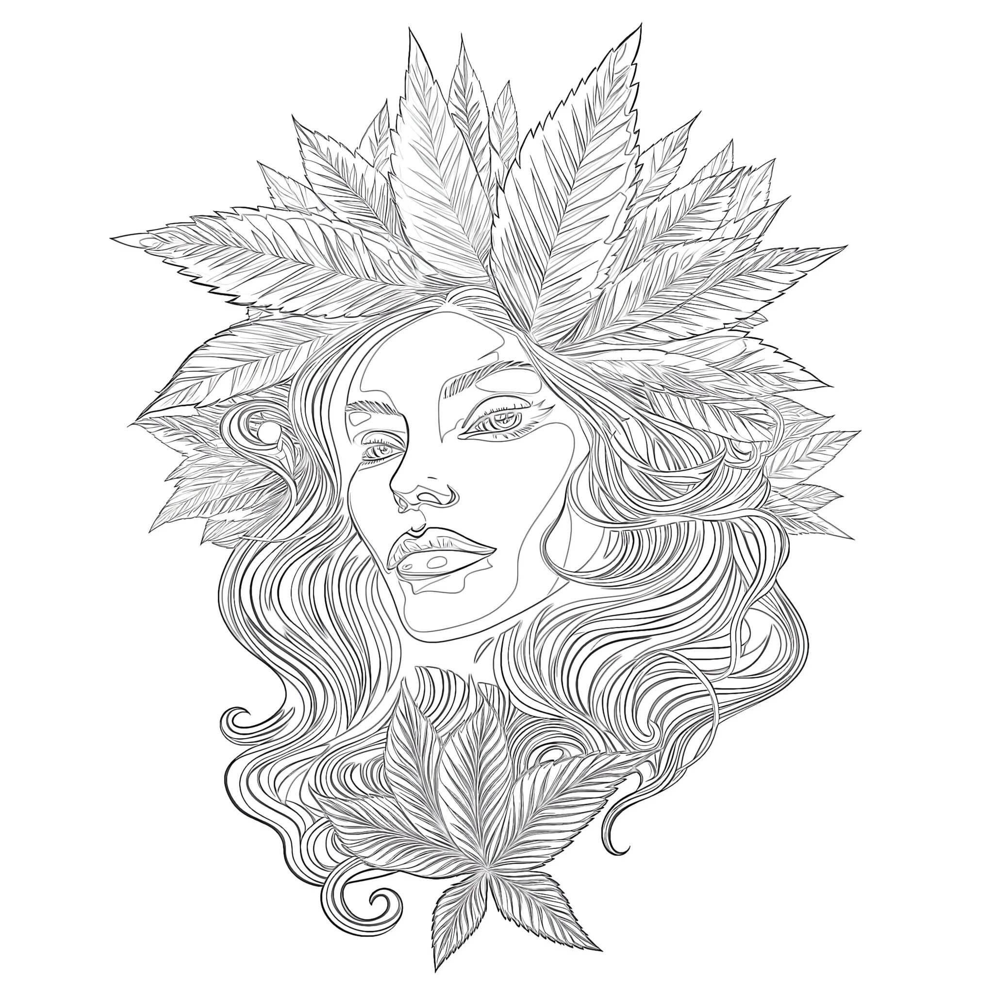 Printable adult psychedelic marijuana coloring page coloring pages