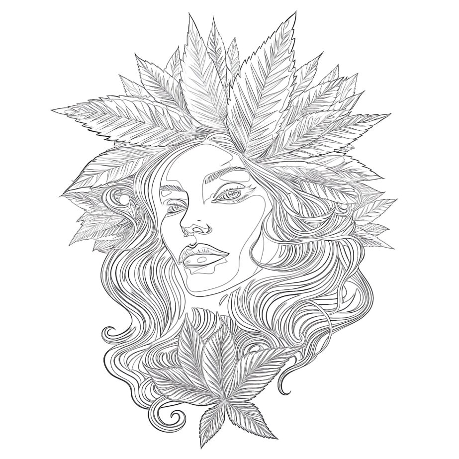 adult psychedelic marijuana coloring page