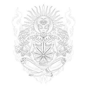 Adult Psychedelic Marijuana - Coloring page