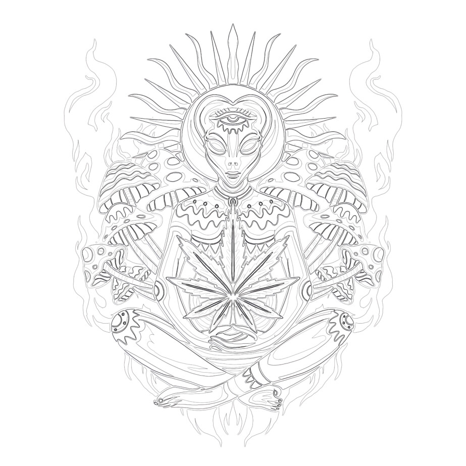 Adult Psychedelic Marijuana - Coloring page