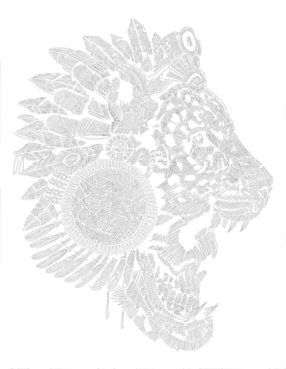 Adult Skull Jaguar Warrior - Coloring page