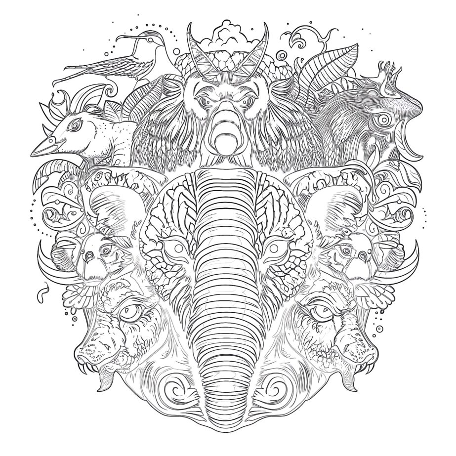 adult strange animals coloring page