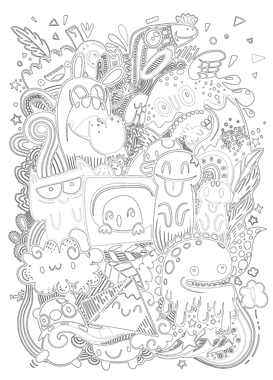 Printable Trippy Adult Coloring Page - Mimi Panda