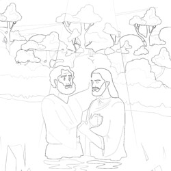Baptism Of Jesus By John The Baptist - Printable Coloring page