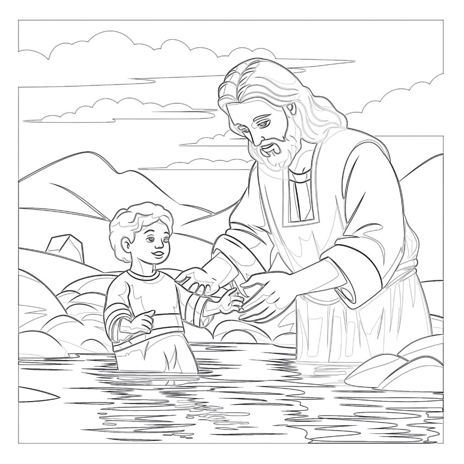 Baptism of Jesus by John the Baptist Coloring Page