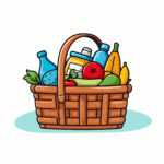 Basket With Picnic Elements Coloring Page 2