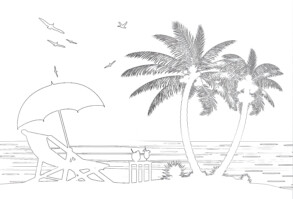 Silhouette Of Beach - Coloring page