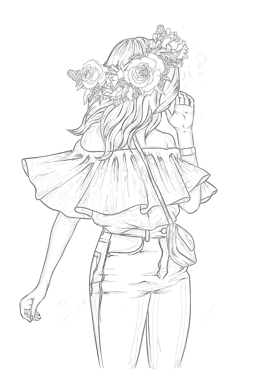 Beautiful Summer Girl - Coloring page