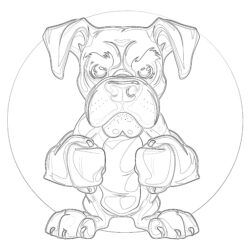 Boxer Hund Malvorlage - Druckbare Ausmalbilder