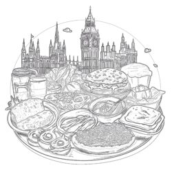 British Cuisine - Printable Coloring page