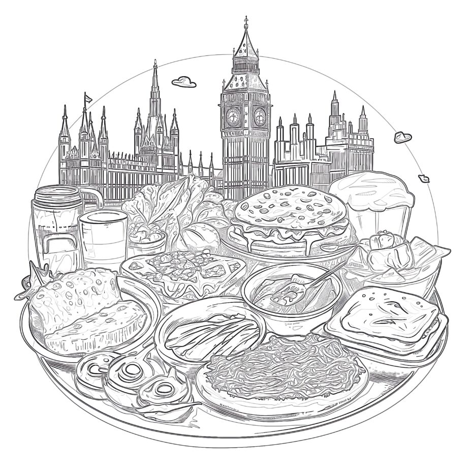 British Cuisine Coloring Page