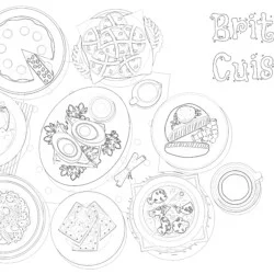 British Cuisine - Printable Coloring page