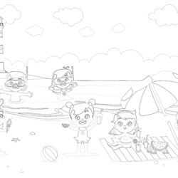 Children Making Sand Castle - Printable Coloring page