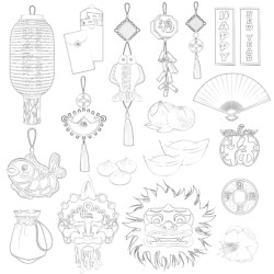 Chinese New Year Set - Printable Coloring page