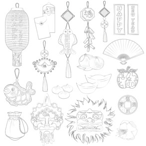 Chinese New Year Set - Coloring page