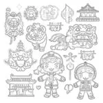 Chinese New Year Set Coloring Page