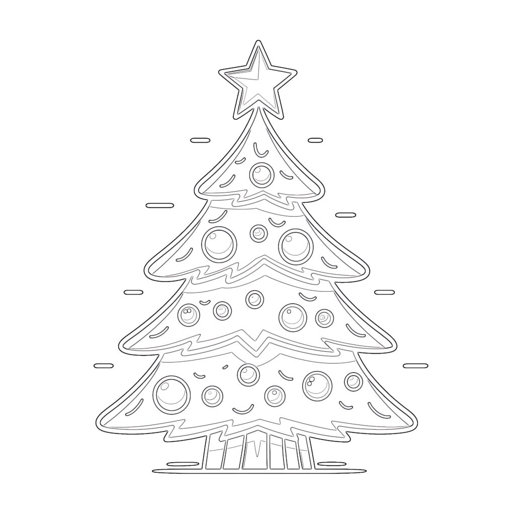 Printable Christmas Tree Coloring Page - Mimi Panda