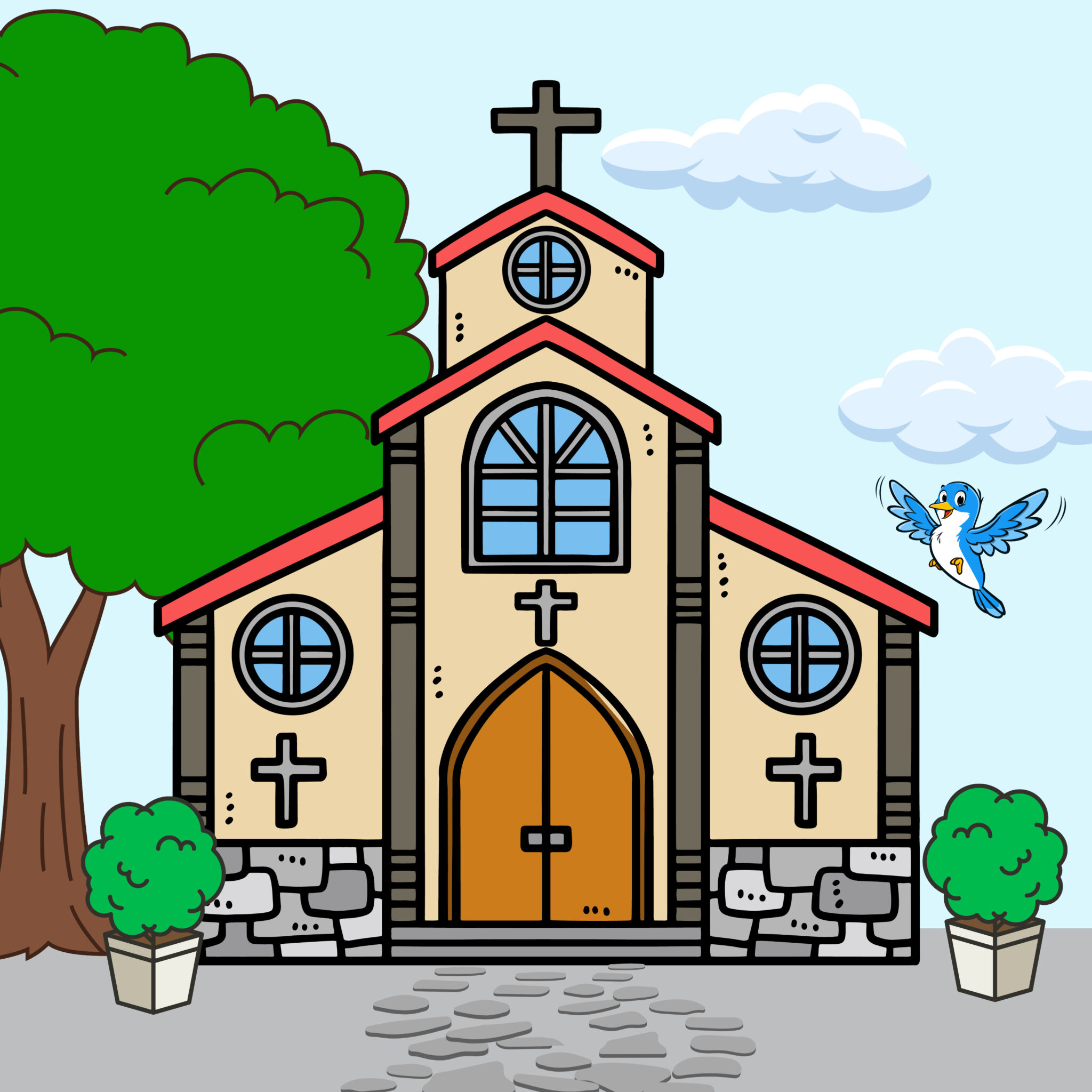 Church Coloring Page | Coloring Pages Mimi Panda