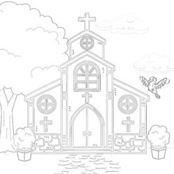 Church Coloring Page - Printable Coloring page