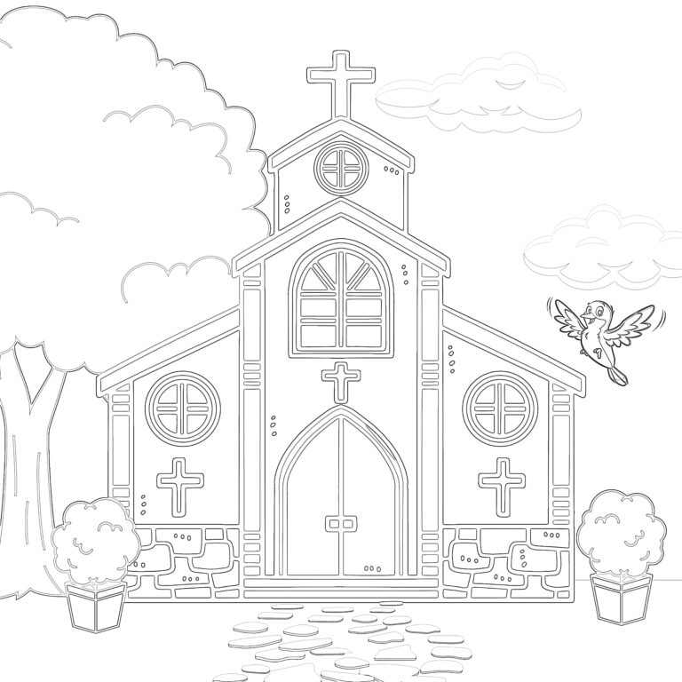 Church Coloring Page | Coloring Pages Mimi Panda