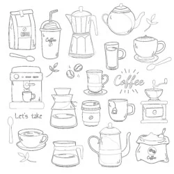 Coffee Set - Printable Coloring page