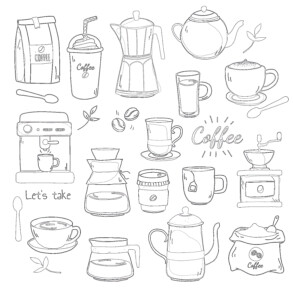 Coffee Set - Coloring page