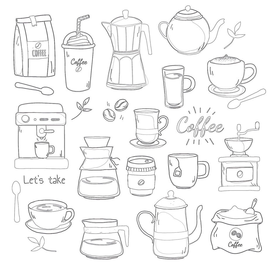 Coffee Set - Coloring page