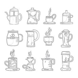 Coffee Set Coloring Page - Printable Coloring page