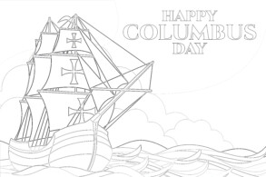 Happy Columbus Day - Coloring page
