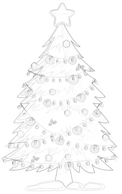 Christmas Tree - Coloring page