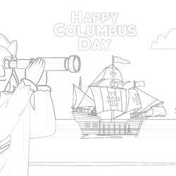 Happy Columbus Day - Printable Coloring page