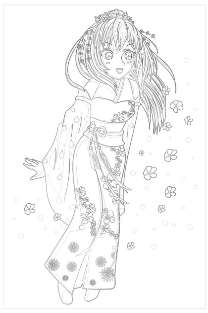 Anime-style black and white horror coloring pages on Craiyon